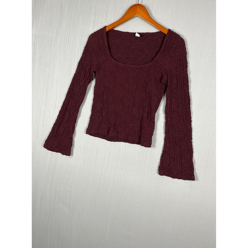 Scoop Neck Lace Textured Long Sleeve Top Women S Old Navy‎ Burgundy Whimsigoth